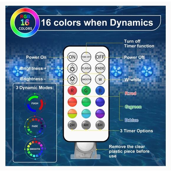 Swimming Pool LED Lights 4 Pack Multi-Color Submersible Rechargeable Underwater - Picture 2 of 10